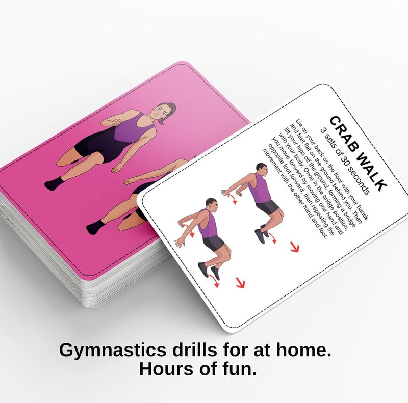 Pure Drop Gymnastics Training Equipment Aid Cards: Great Training Drills for Solo Practice. Exercises and Workouts for at Home. Fun Activity for Kids, Youth Junior and Beginners Gymnasts Dance - Image 2